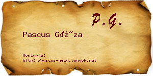 Pascus Géza névjegykártya